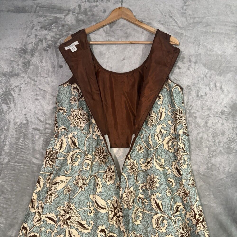 Dressbarn Women's Sleeveless Floral Paisley Dress Plus Size 16W Midi Retro Brown - Picture 9 of 10